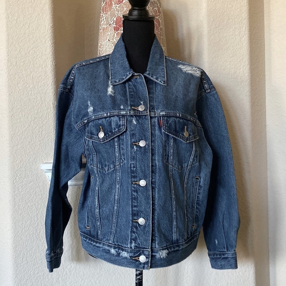 Levi Strauss 90’S TRUCKER JACKET Distressed Relaxed Fit Size S